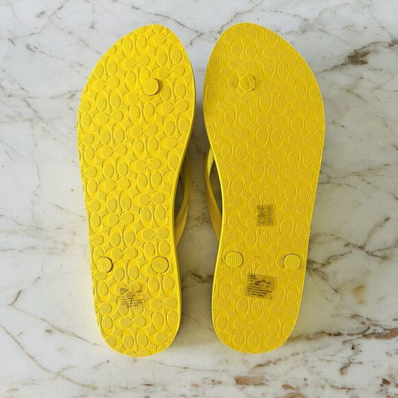 COACH Alessa Yellow Hawk Feather Rubber Navajo Thin Flip-Flop - US 11 - Picture 8 of 9